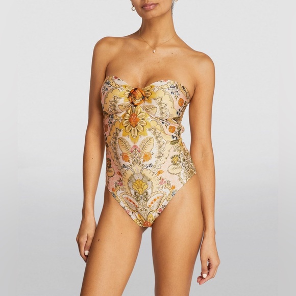 Zimmermann Scarf-Print Strapless One Piece Swimsuit - Picture 7 of 15